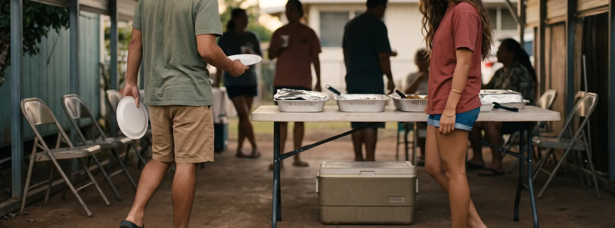 Friends and family gathering for a casual meal in Hawaiʻi